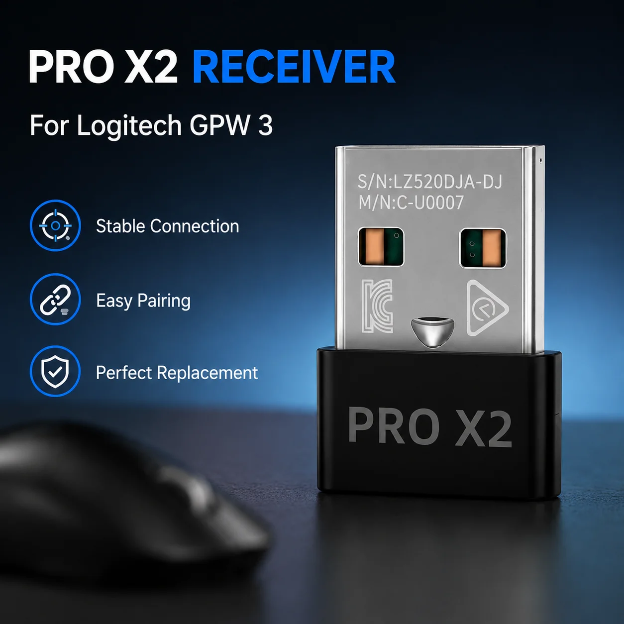 USB Receiver 8000Hz Ready/1000Hz Ready For Logitech GPW G Pro X Superlight 2 Mouse Wireless Dongle Adapter
