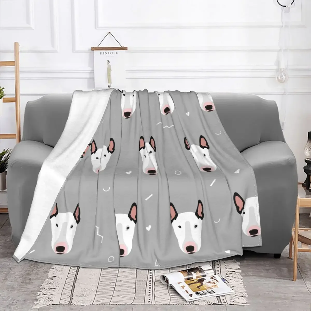 Bull Terriers Knitted Blankets Fleece Gift for Animal Dog Lover Soft Throw Blankets for Car Sofa Couch Bedroom Quilt