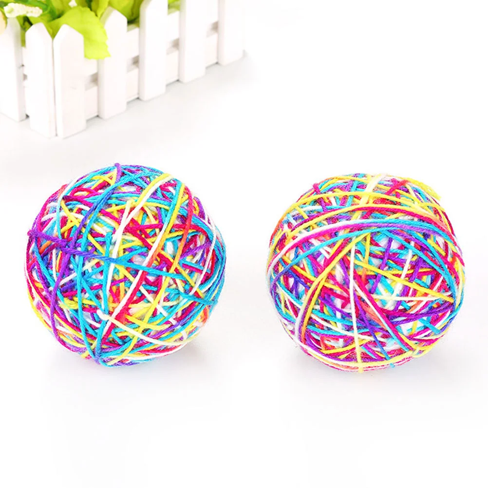 2 Pcs Small Dog Toys Yarn Ball Interactive Cleaning Tooth Bite Resistant Cat Teaser Chewing