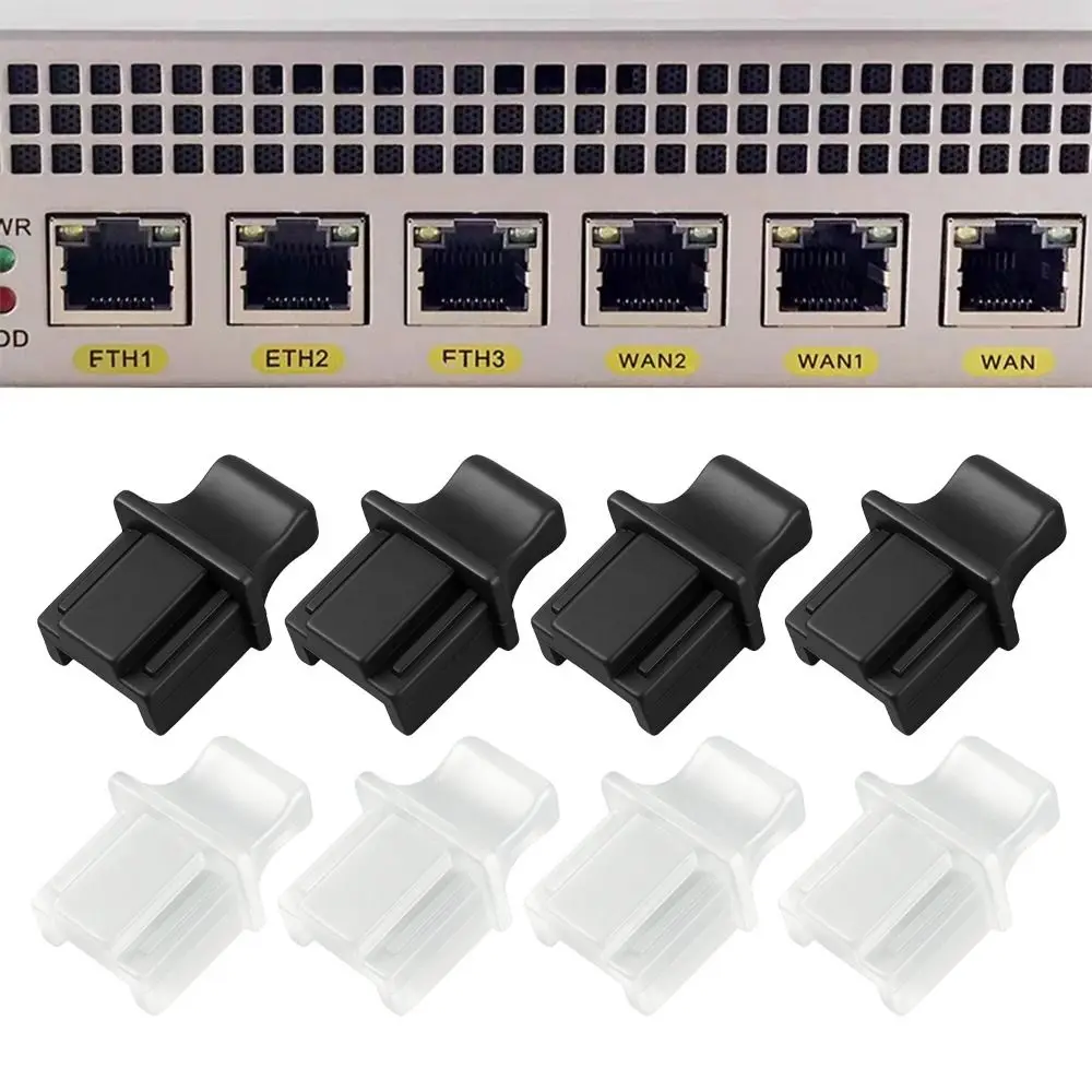 New Silicone RJ45 Dust Cap Durable Black Transparent Dust Cover Plug RJ45 Connector