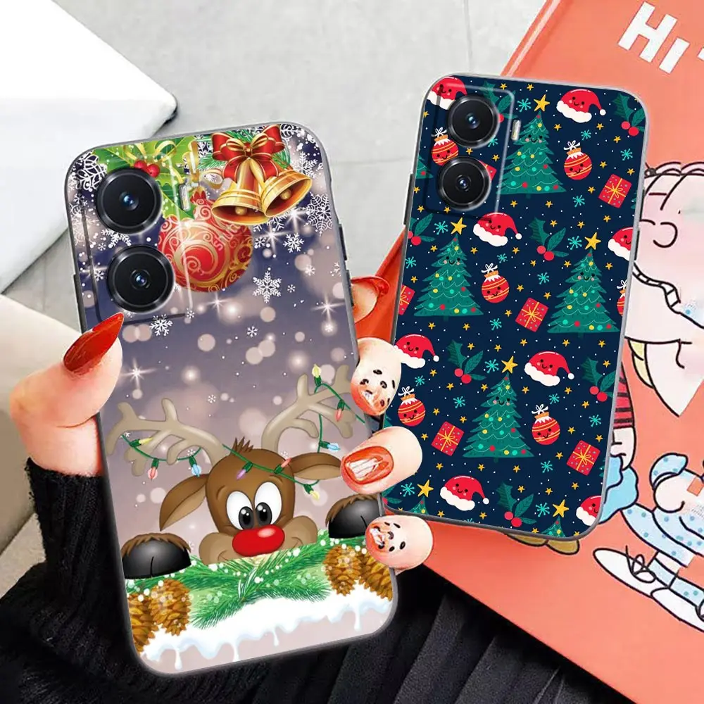 Phone Case For VIVO Y93 Y91 Y85 Y83 Y78 Y77 Y76 Y75 Y72 Y55 Y52 Y52S Y51 Y51S Y50 Y22S 4G 5G Soft Case Santa Elk Christmas Tree