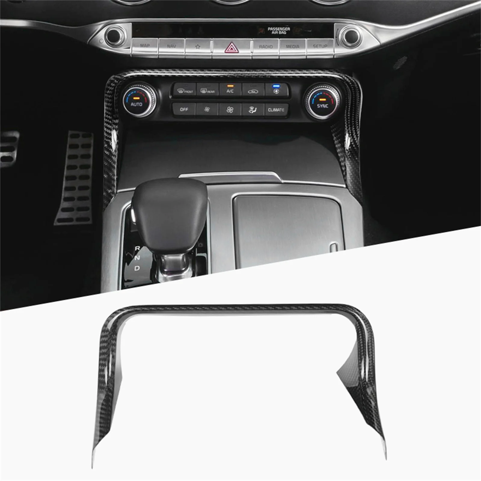 

Center Console A/C Control Button Frame Trim Cover For Kia Stinger 2018-2023 Real Dry Carbon Fiber Air Conditioning Panel Frame