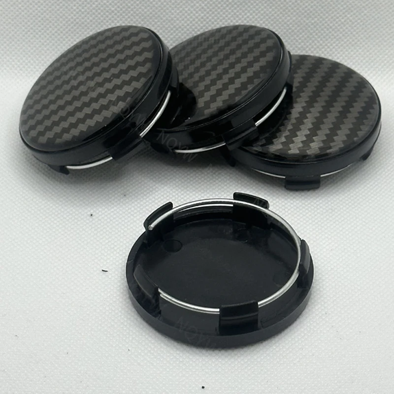 4Pcs/Set 58mm 3D Carbon Fiber Car Wheel Center Caps Car Rim Hubcap Cover Black Silver Hubcap Dust-proof Covers Car Accessories