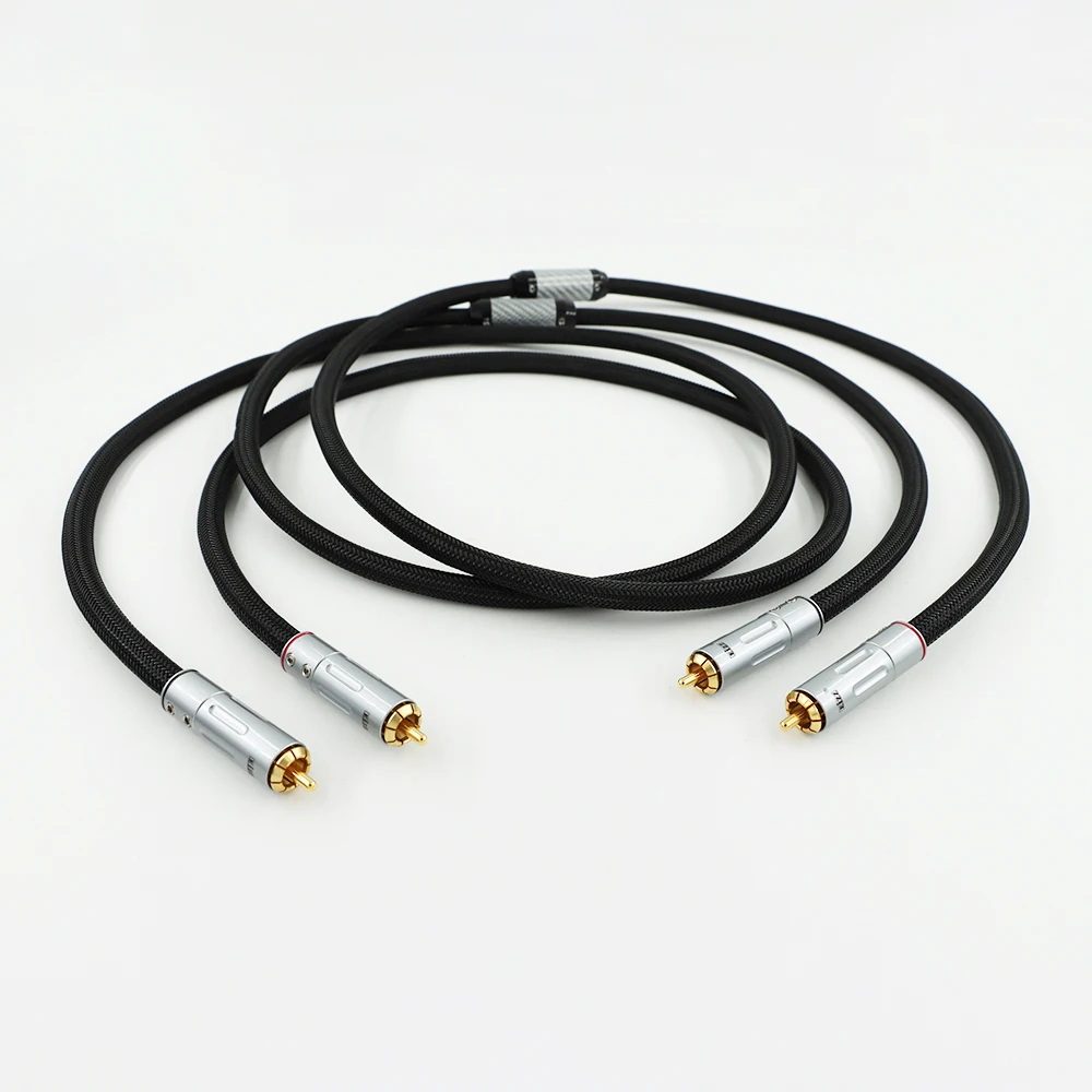 Аудиофильский соединительный кабель 9003Ag 6N Silver RCA, экранированный для усилителя/CD-плеера, черный ​