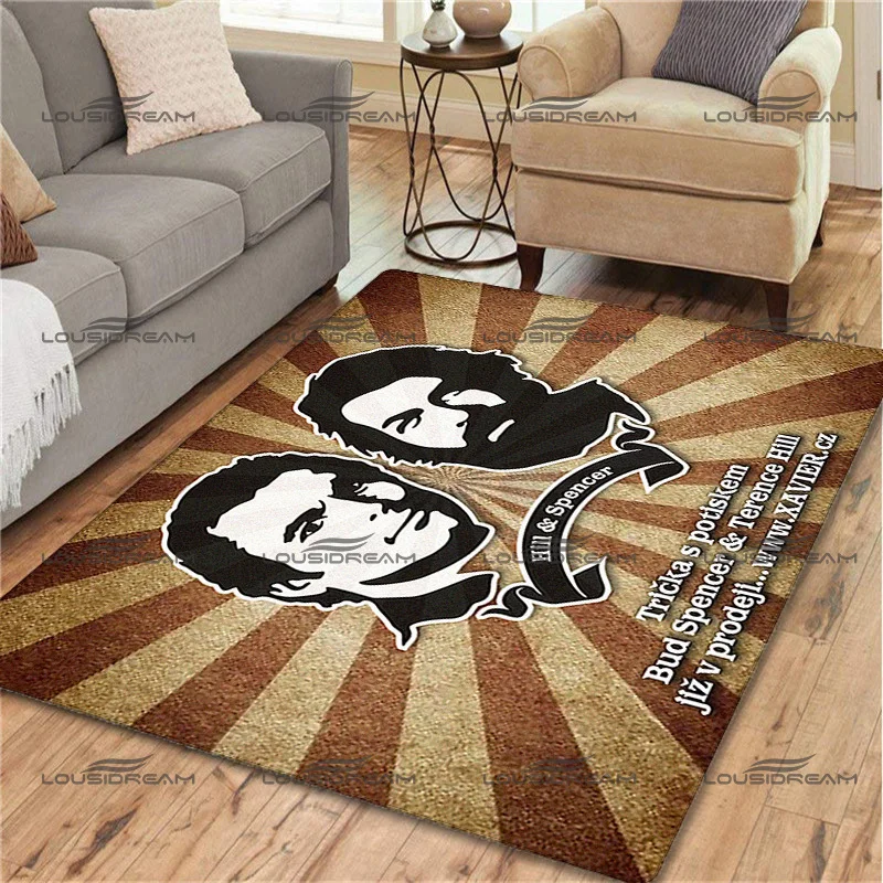 Square Flannel Character Art Carpet Bud Spencer & Terence Hill Decorative Rugs Modern Home Living Room Floor Mats Bedroom Carpet