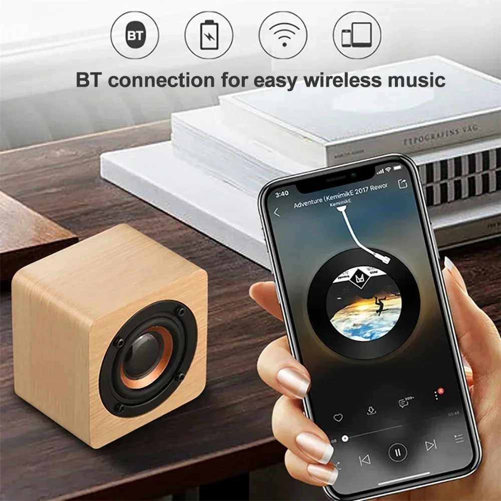 For Phone Laptop PC Retro Wooden Speaker Bluetooth Music Player Wireless Subwoofer Stereo Powerful Bass Theater Sound Box HIFI