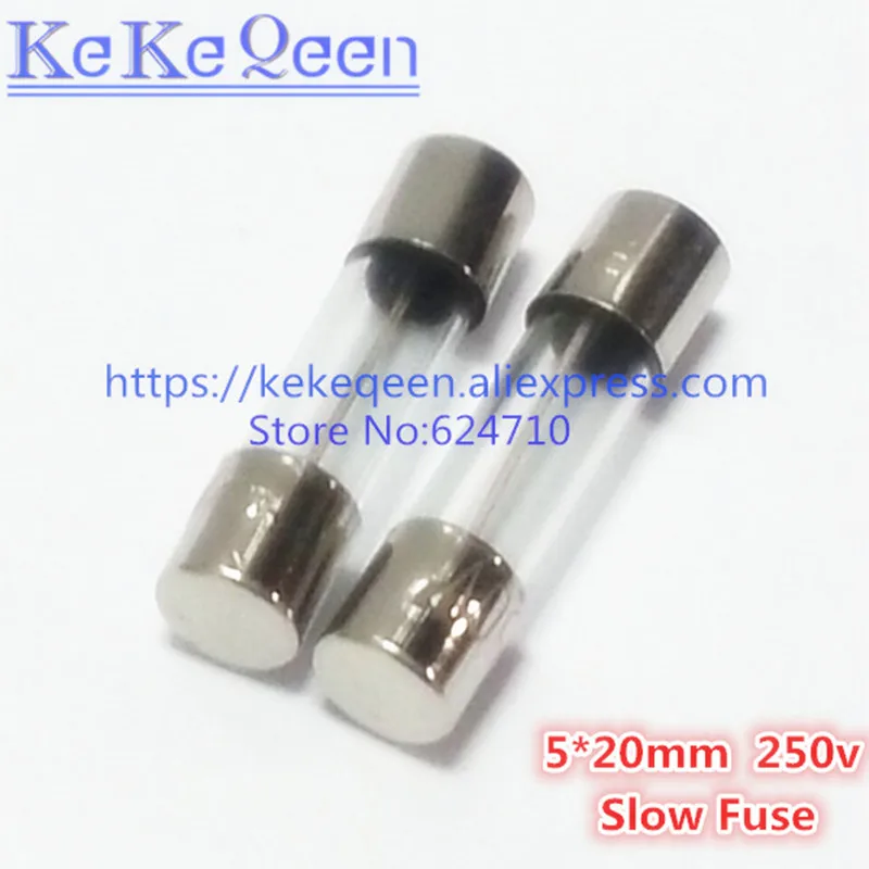 10pcs/Box 5*20mm T1.25A 250V Slow Fuse 5*20 T1.25A  250V Glass Fuse 5mm*20mm