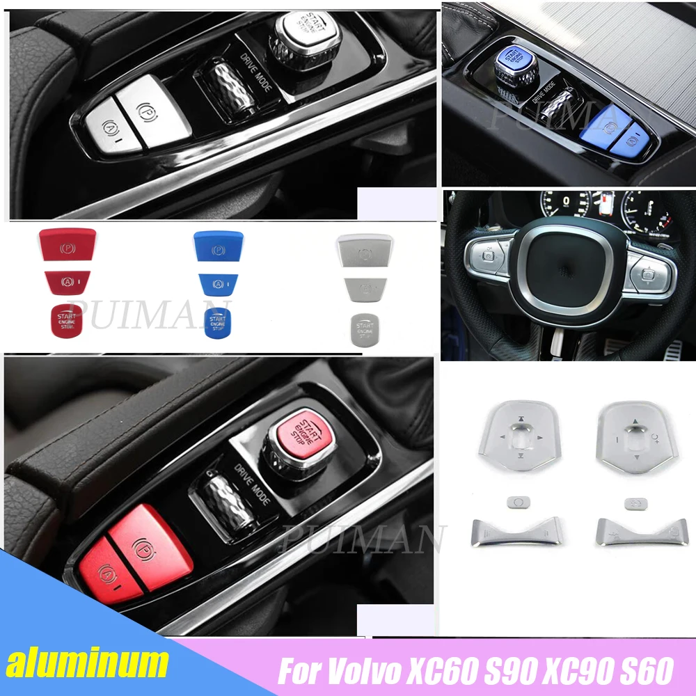 

For Volvo XC60 XC90 S90 S60 Aluminum Alloy Car Engine Start Stop Steering Wheel Buttons Sequins Sticker Decoration Accessories