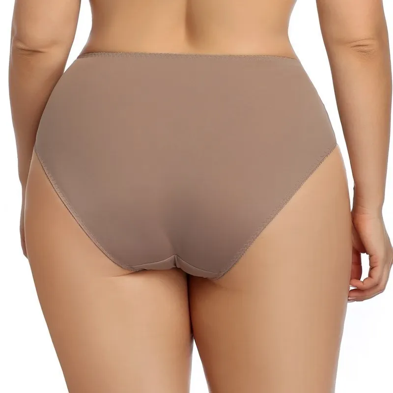 Beauwear-bragas elásticas de cintura alta para mujer, ropa interior de talla grande, Sexy, De satén