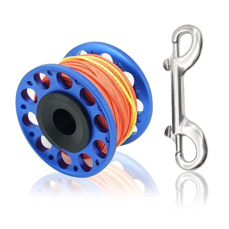 علم نايت سكوبا للغوص مع محور عجلة من سبائك الألومنيوم وسلك مسطح مضاد للالتفاف بطول 30 متر للرياضات تحت الماء والأنشطة الخارجية