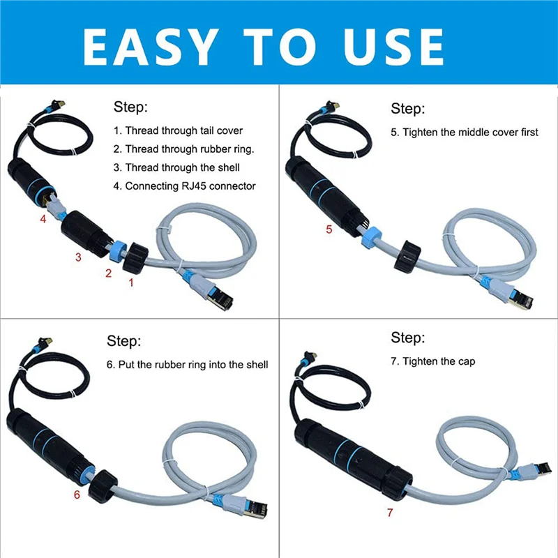 

ABRU-10 Pcs RJ45 Connectors IP68 Waterproof Shielded (STP) Cat6 Ethernet LAN Cable Connector