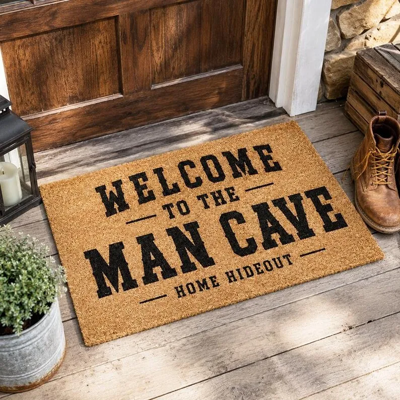 Custom Father's Day Man Cave Doormat Welcome to the Man Cave Mat Funny Dad Gift Front Door Decor Anti-slip Absorbent Doormat