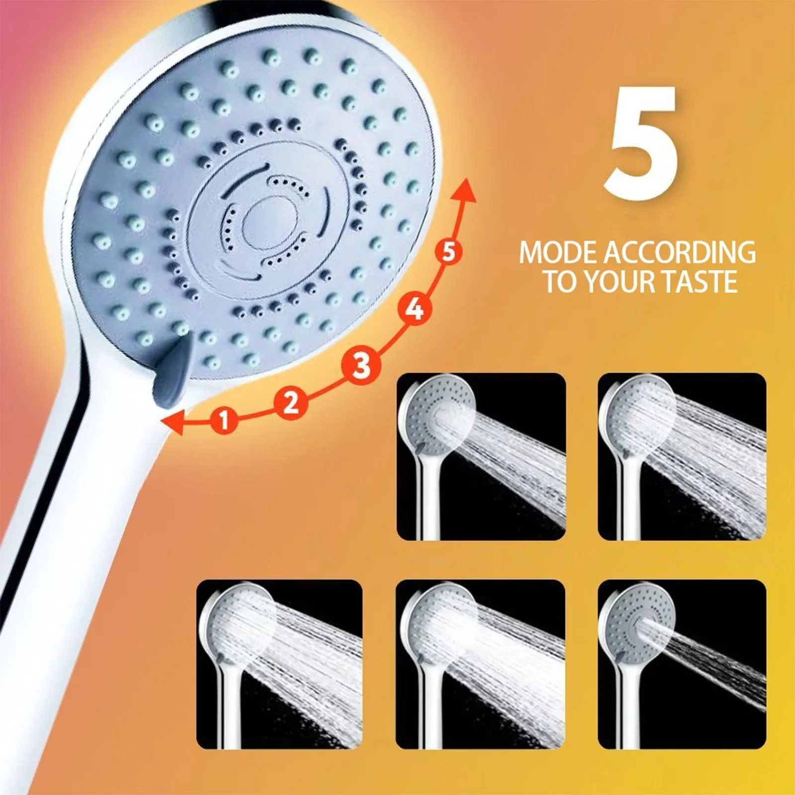 Chuveiro de Mão para Banheiro com Jato de Água, Economia de Água, Ajustável com 5 Modos, Acessório para Banho SPA