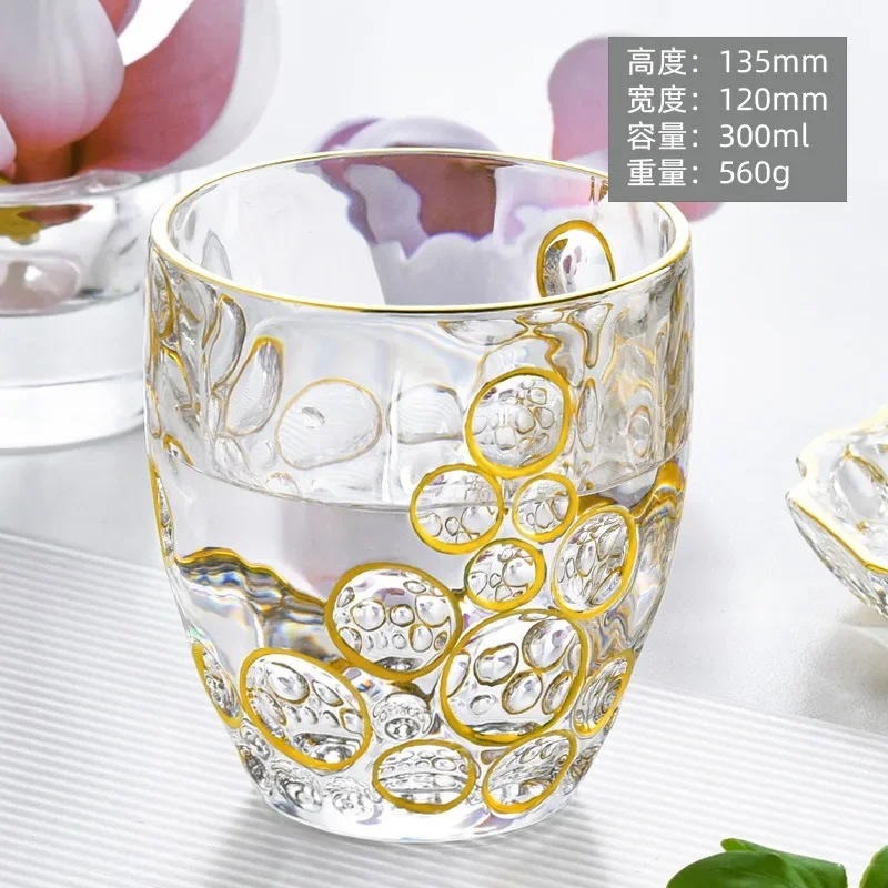 Light luxury crystal glass gold-painted polka dot whisky cup