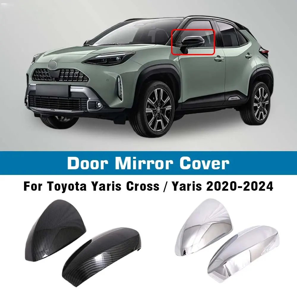 For Toyota Yaris Cross 2020-2024 ABS Glossy Black Rearview Mirror Cover Frame Trim Car Styling Accessories