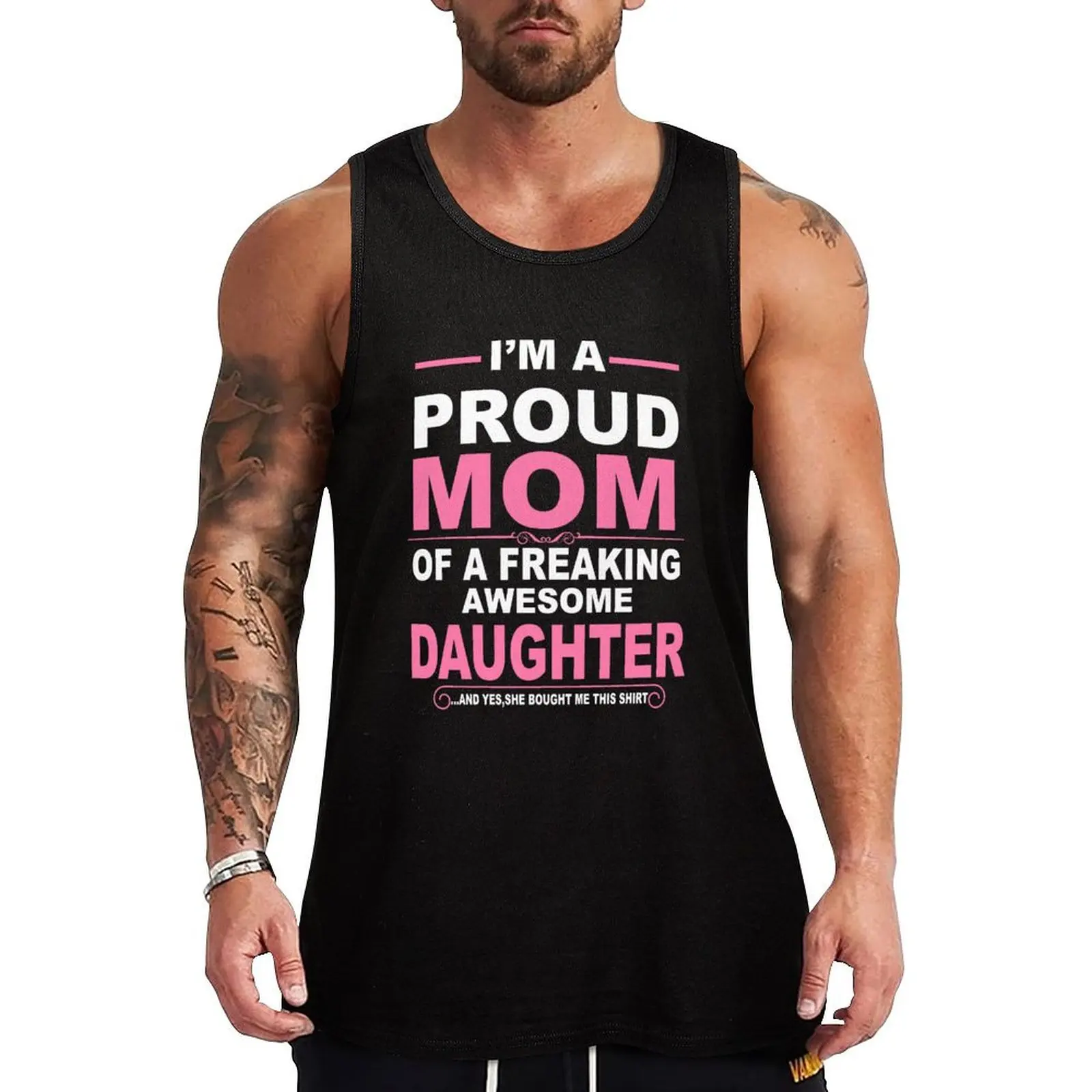 Proud Mom Of A Freaking Awesome Son Tank Top summer Men's tops cool things Gym t-shirt man