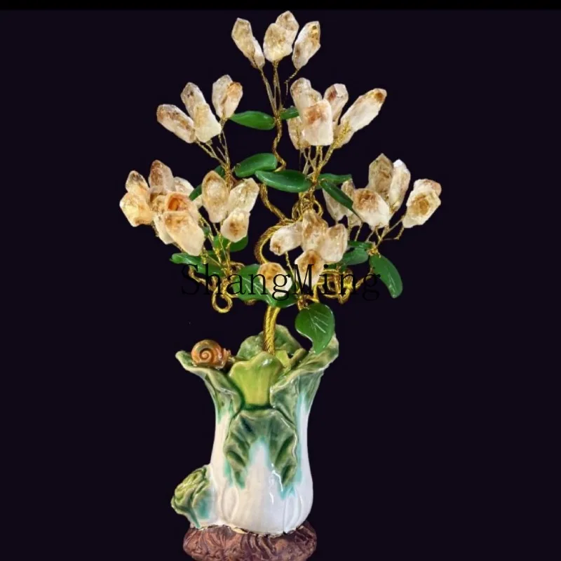 FG good-looking high sense home natural citrine lucky tree ornament home entrance workstation office decoration