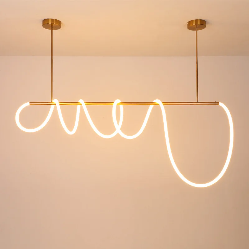 

Nordic Hose Led Pendant Lights Dimmable Gold Minimalist Decor for Over The Table Kitchen Dining Room Bar Hanging Lamp Lusters