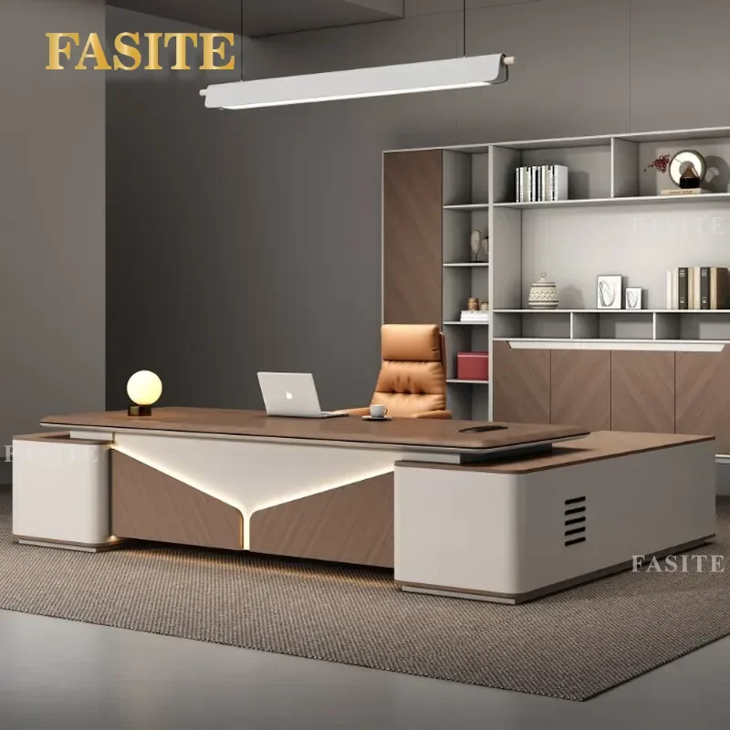 For Executive Office Luxury Boss Desk and Chair Set Simple Blister Process Large Manager Table Furniture for President Room