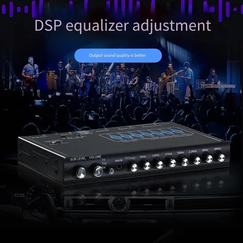 7 Band Car Equalizer Audio EQ Tuning Crossover Amplifier Parametric Car Preamplifier Audio Equalizer Car Audio EQ Tuning Divider
