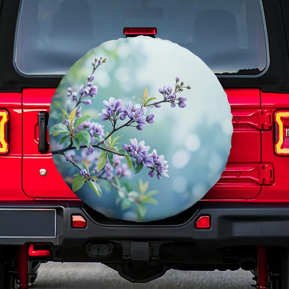 Floral Branch Tire Cover Waterproof Sun Protection Polyester Spare Wheel Protector for SUV