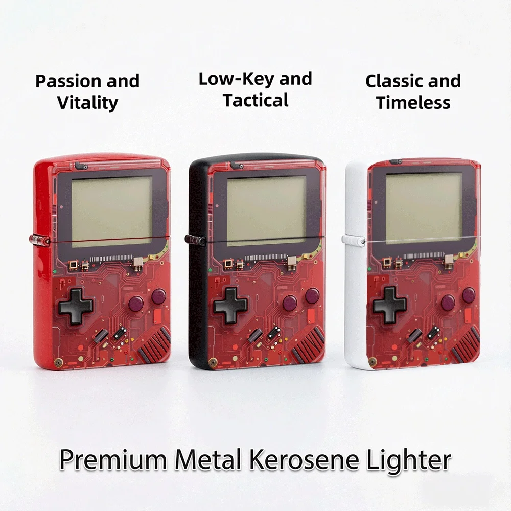 Retro Game Console lighters vintage Flip Top Lighter  Red Gameboy Circuit Board Graphic Pattern lighters for smokers For