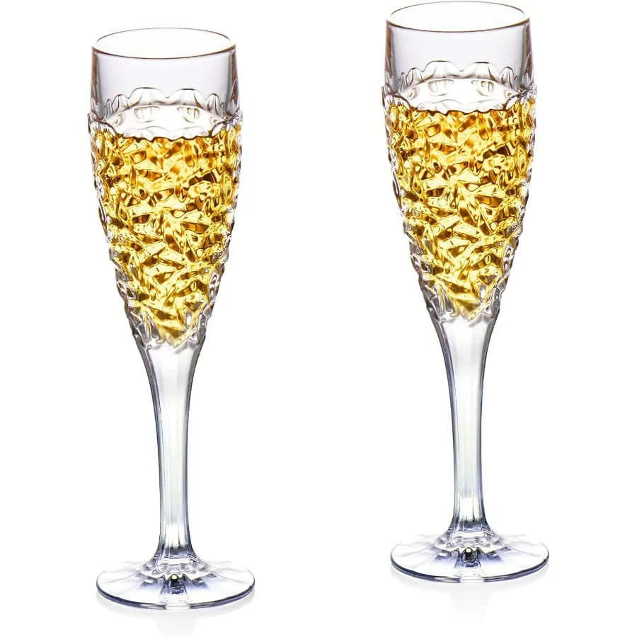

Champagne Flutes Crystal Champagne Glasses Set of 2 6.3oz Clear Champagne Flutes with Long Stem Clear Sparkling Champagne Glass