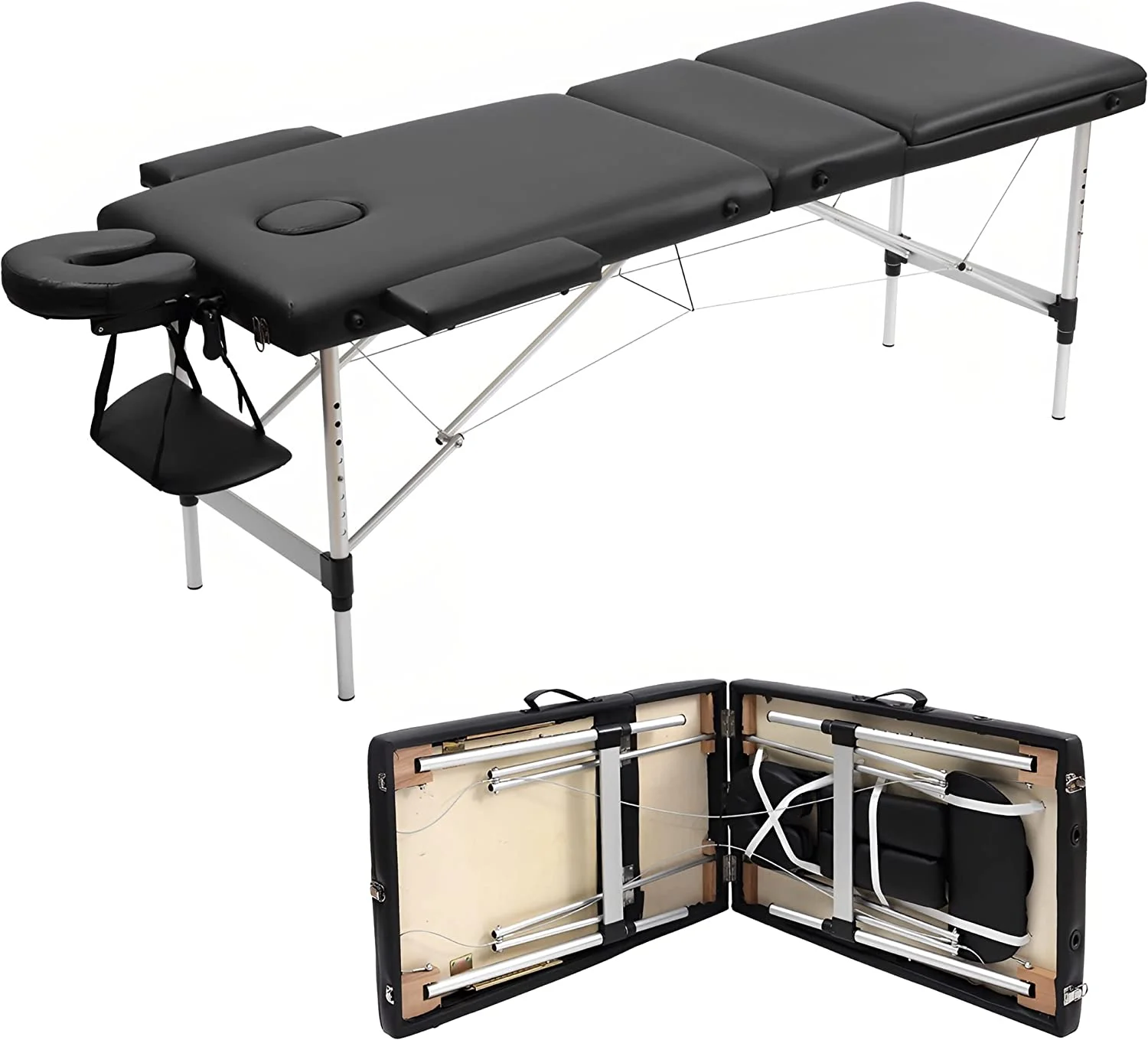 3 Section Folding Adjustable Aluminium Massage Table For Spa Facial Table Frame Beauty Massage Bed