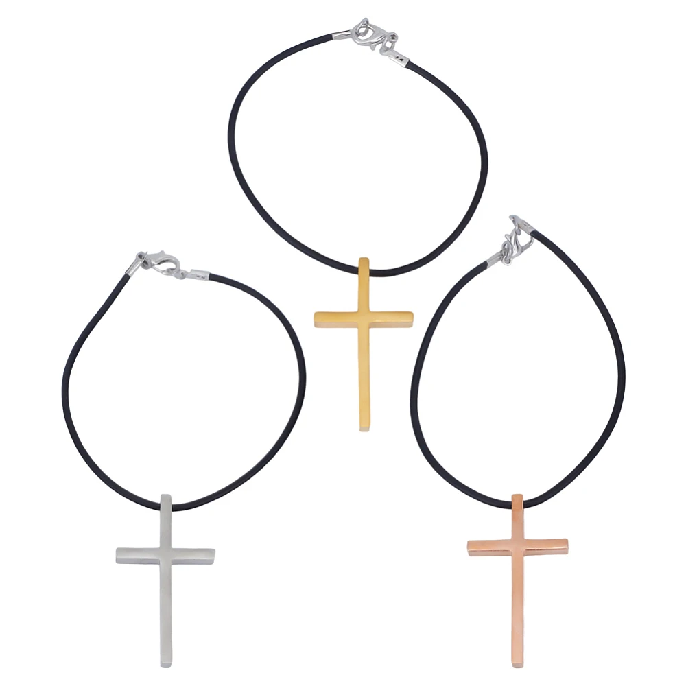 3Pcs Hanging Ornaments Stainless Steel Car Rear View Mirror Accessories Leather Cord Bracelets Metal Car Charm Interior Decors