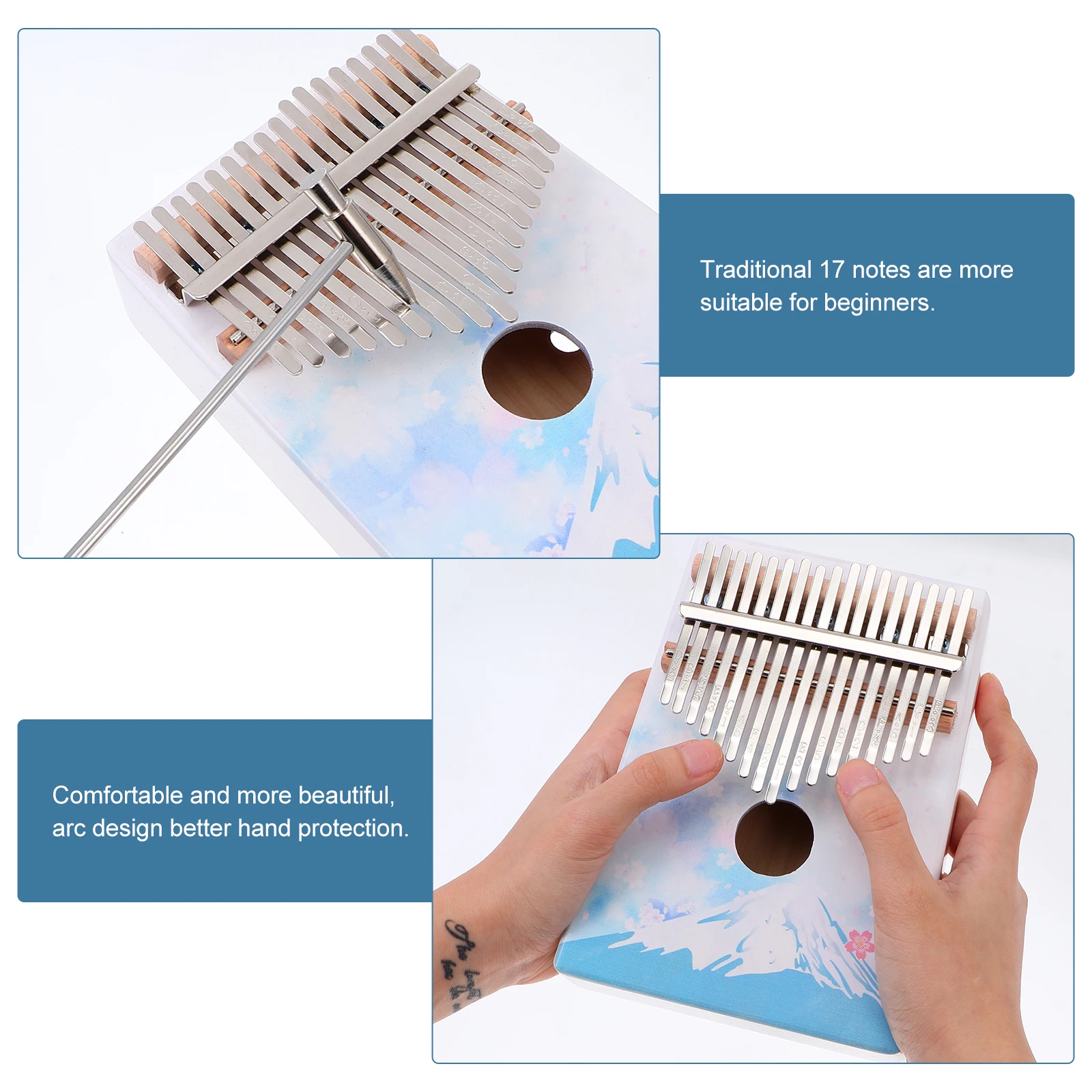 

Thumb Beginner Kalimba Music Instrument Fashion Piano Sky-blue Finger Organ 17 Keys Hand Baby