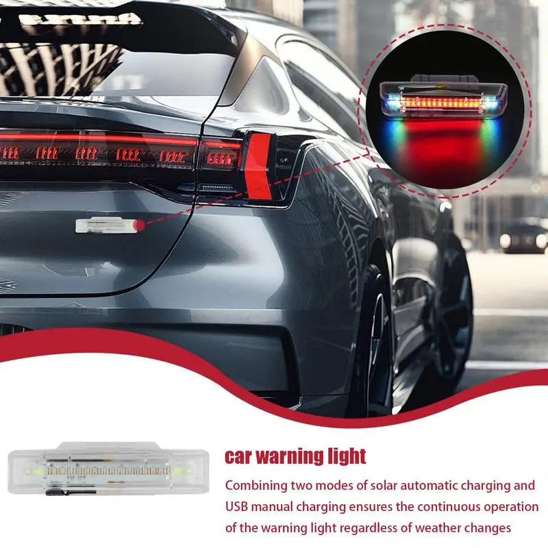 Anti Collision Lights Flash Lights USB Rechargeable Solar Strobe Light LED Tail Warning Lights Vehicle Supplies