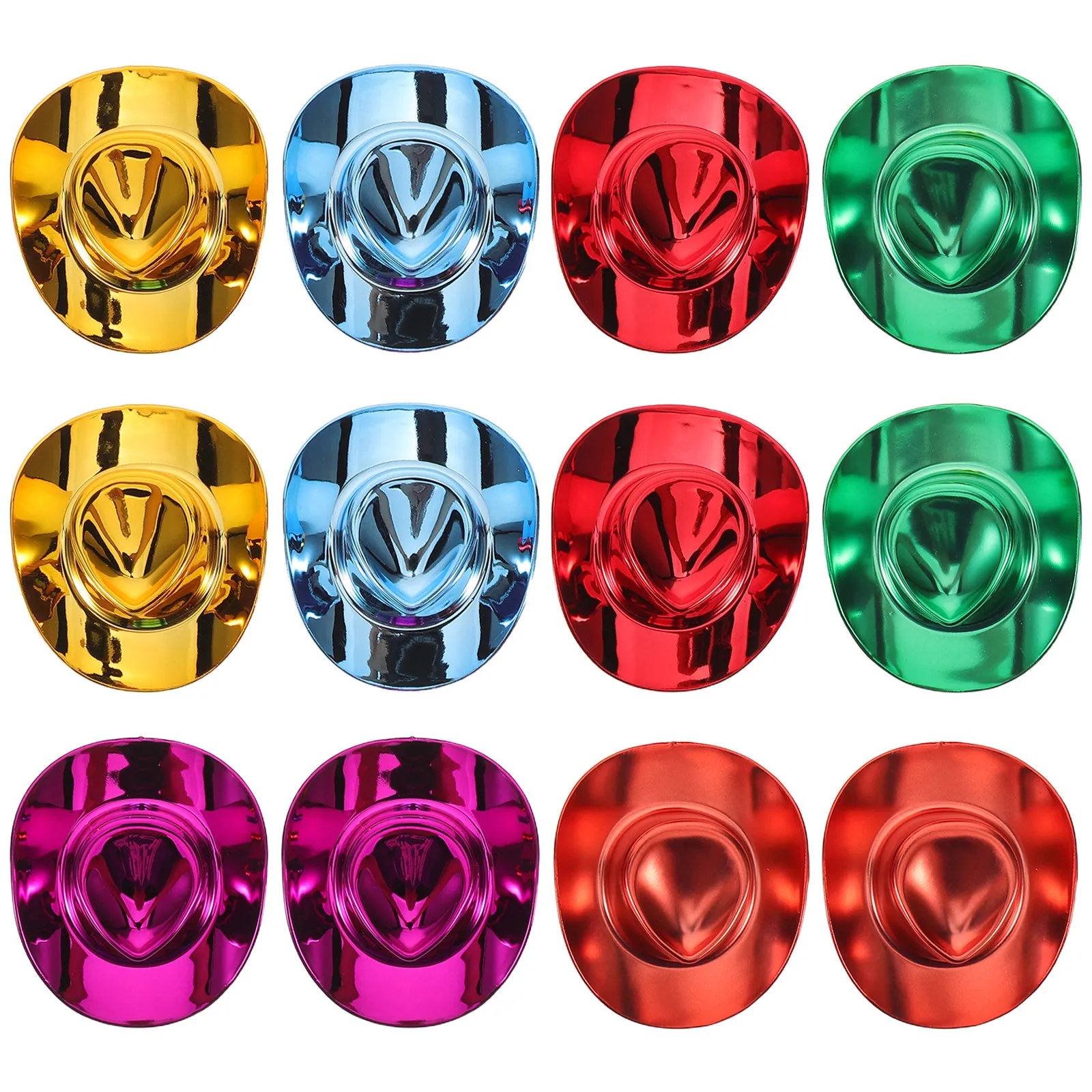 

12Pcs Colorful Mini Cowboy Hats Glitter Western Cowgirl Cap Holiday Party Cake Decorations Dress-Up Supplies Mini Cowgirl Hat
