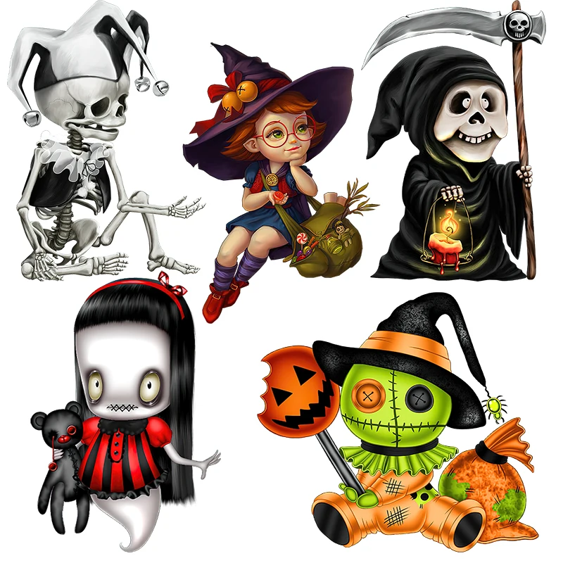 Three Ratels CP16 Funny Halloween Skull Witch Horror Doll PVC Cartoon Sticker Festival Decorative Decal