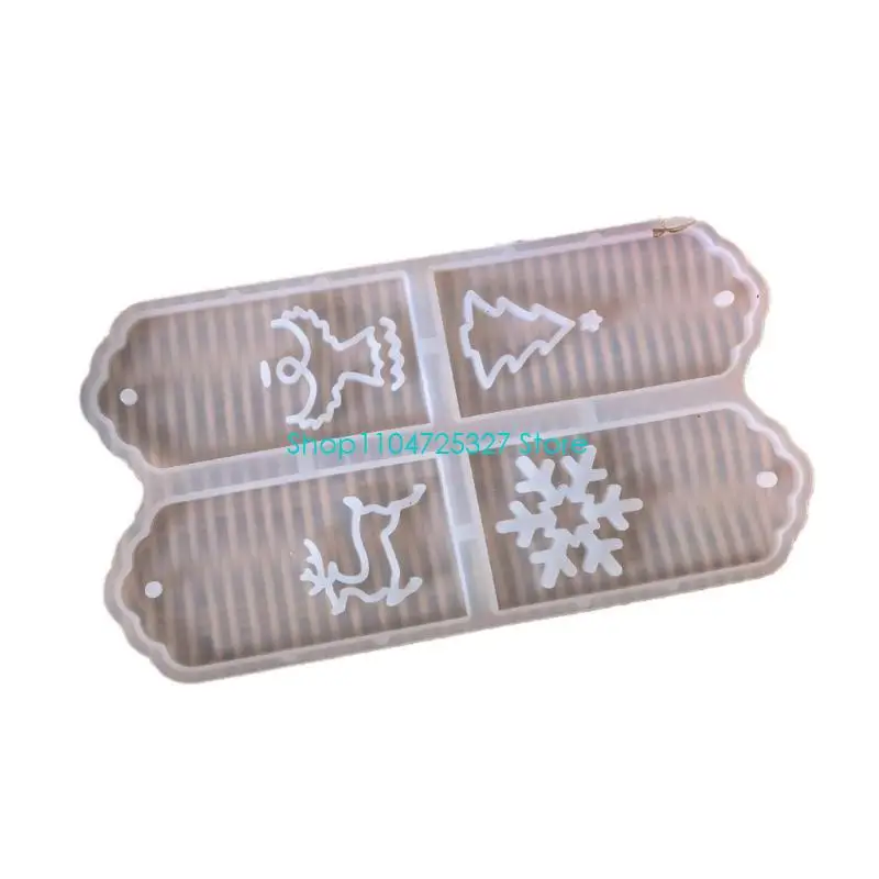 D8KF Christmas Ornament Mold Silicone Pendant Charm Molds DIY Bookmarks Resin Mold