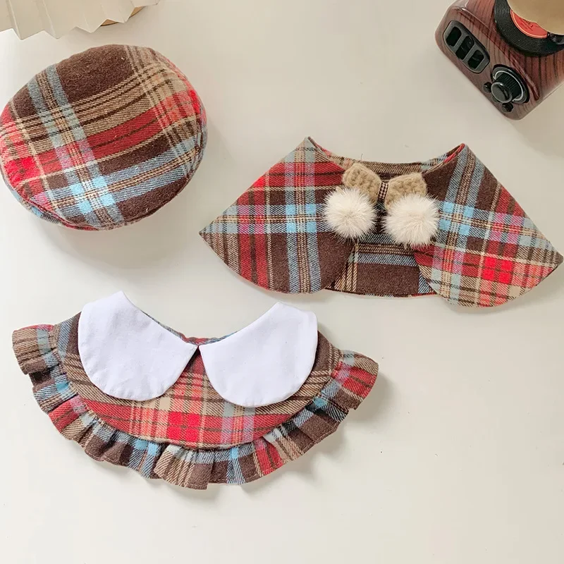 Cat Drool Bib Handmade Scarf Collar Pet Hat Bib Tie New Plaid Set Dog Bow Tie  Cat Accessories Puppy Accessories