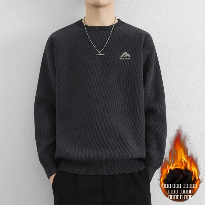 

Свободный повседневный круглый трикотаж, осенне-зимний цвет, универсальная внутренняя одежда, элитный модный брендовый свитер для молодежи