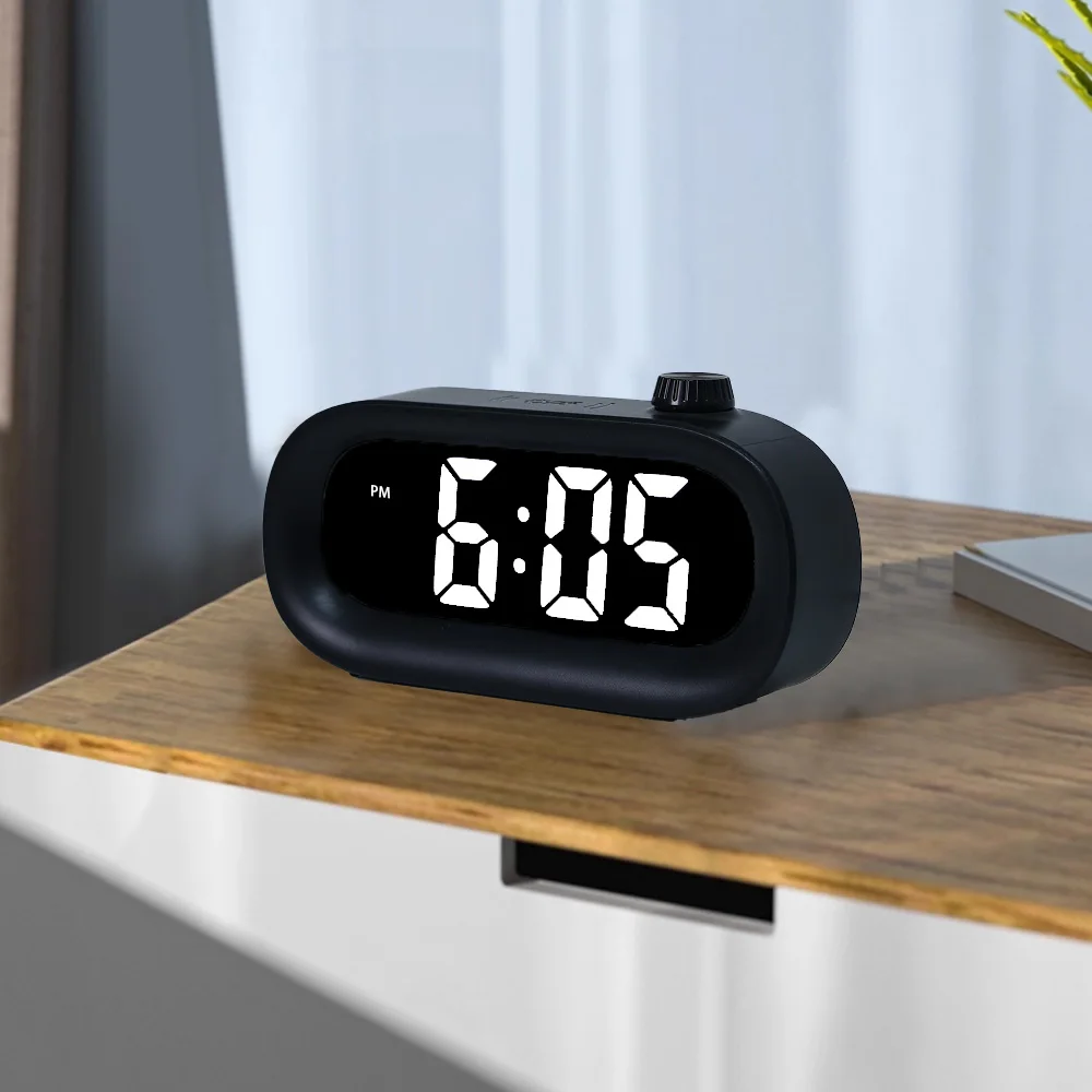 LED Display Small Digital Alarm Clock with Night Light Sensor Function And Adjustable Brightness for Easy Time Checking