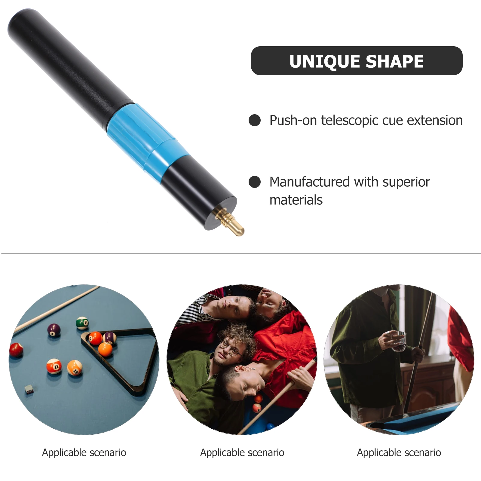 

Pool Cue Rod Billiard Extension Handle Alloy Plastic Telescopic Snooker Adjustable Size Universal Fit for Billiard