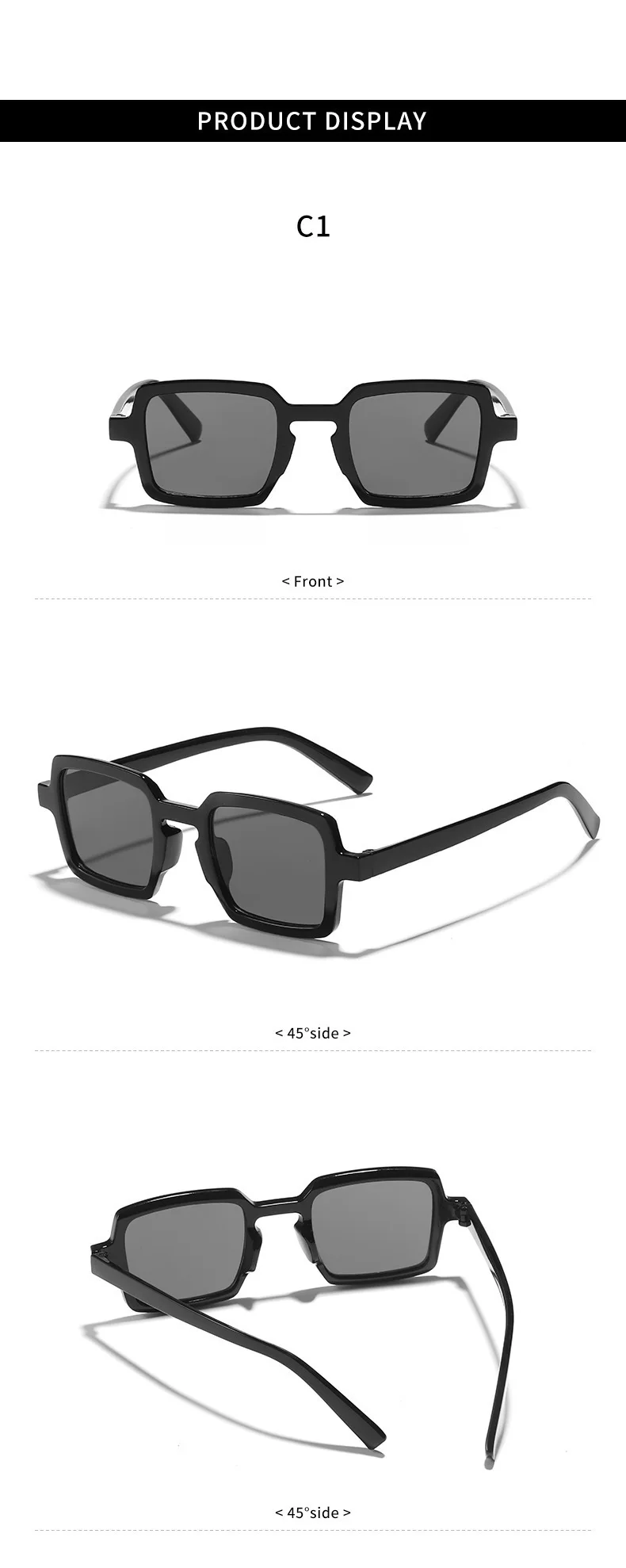 Vintage quadratische Sonnenbrille für Damen und Herren, rechteckige Sonnenbrille, ovale Sonnenbrille für Damen und Herren – Detail 8