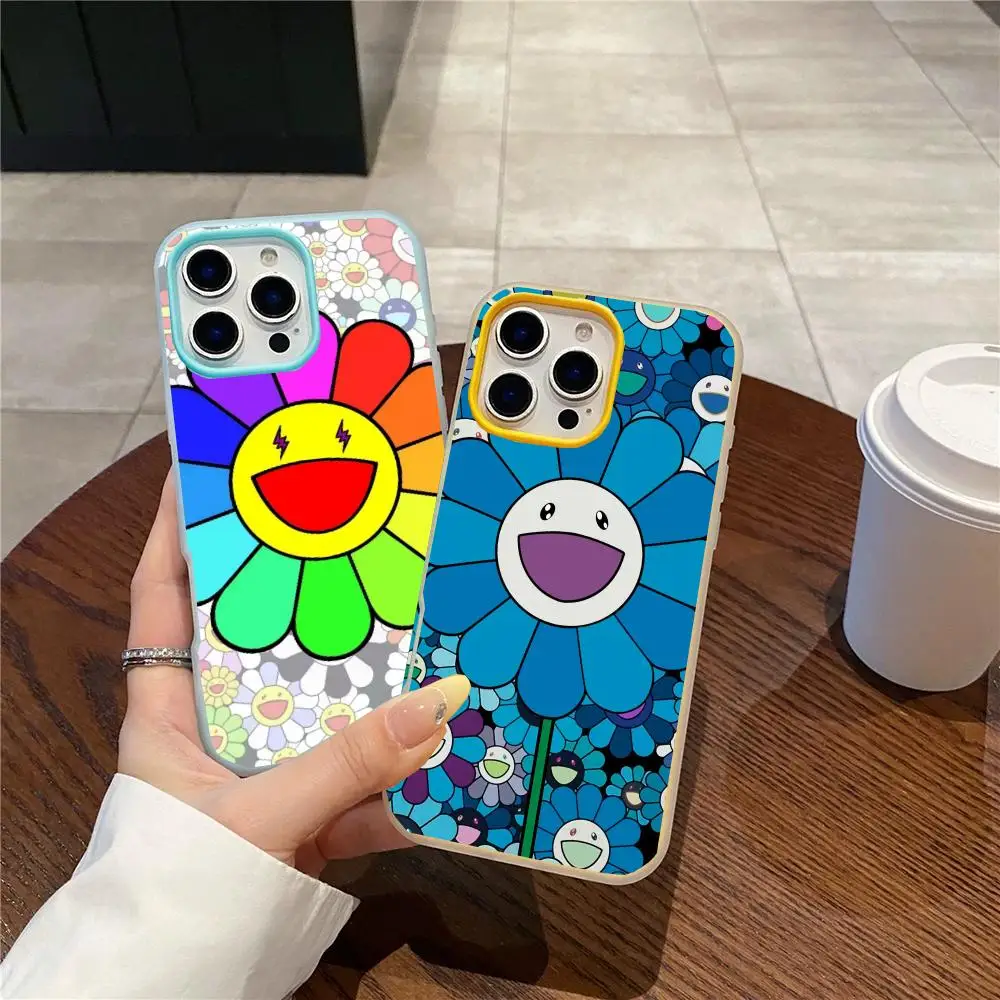 

Art M-Murakami T-Takashi Flower Phone Case Jelly Dual-Layer Shockproof Phone Case for iPhone 17 16 15 14 13 12ProMax