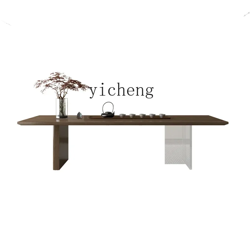XL acrylic suspended tea table log large board table tea room solid wood tea table and chair combination