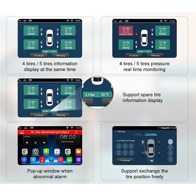 Reliable-Spare Tyre External Sensor USB Android TPMS Tire Pressure Monitor Wireless For Car For Car Navigation Radio Player Dete