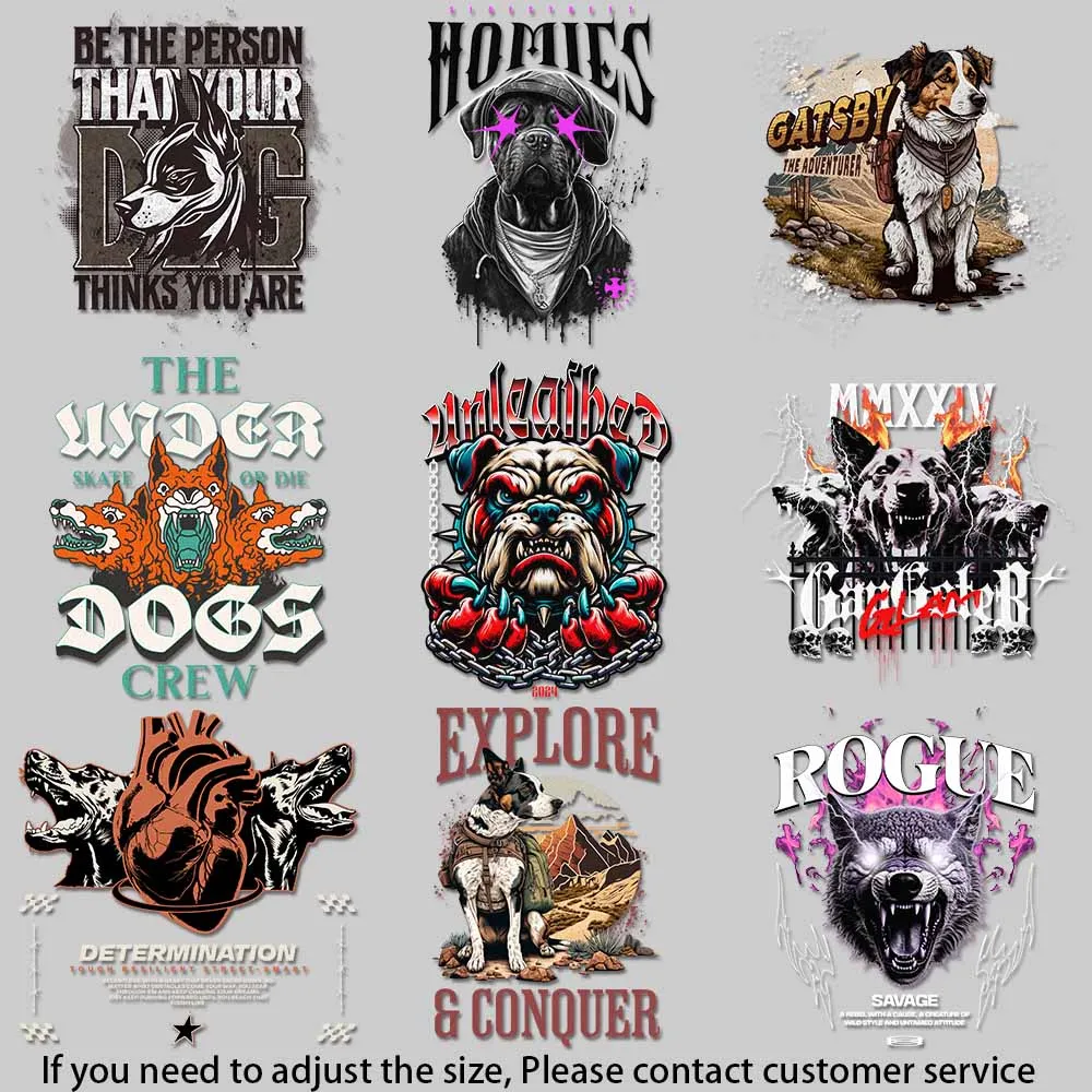 Street Bullies Dog Art with Urban City Backdrop Clothing Thermoadhesive Patches Durable Heat Transfer Prints DIY Craft