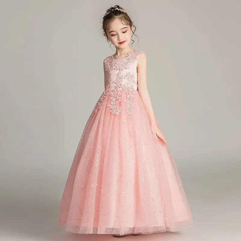 

Dress For Girls Children's New Party Luxury Ceremony Dresses Eid Elegant Junina Clothing 4 To 12Years Long White Top Clothes N21