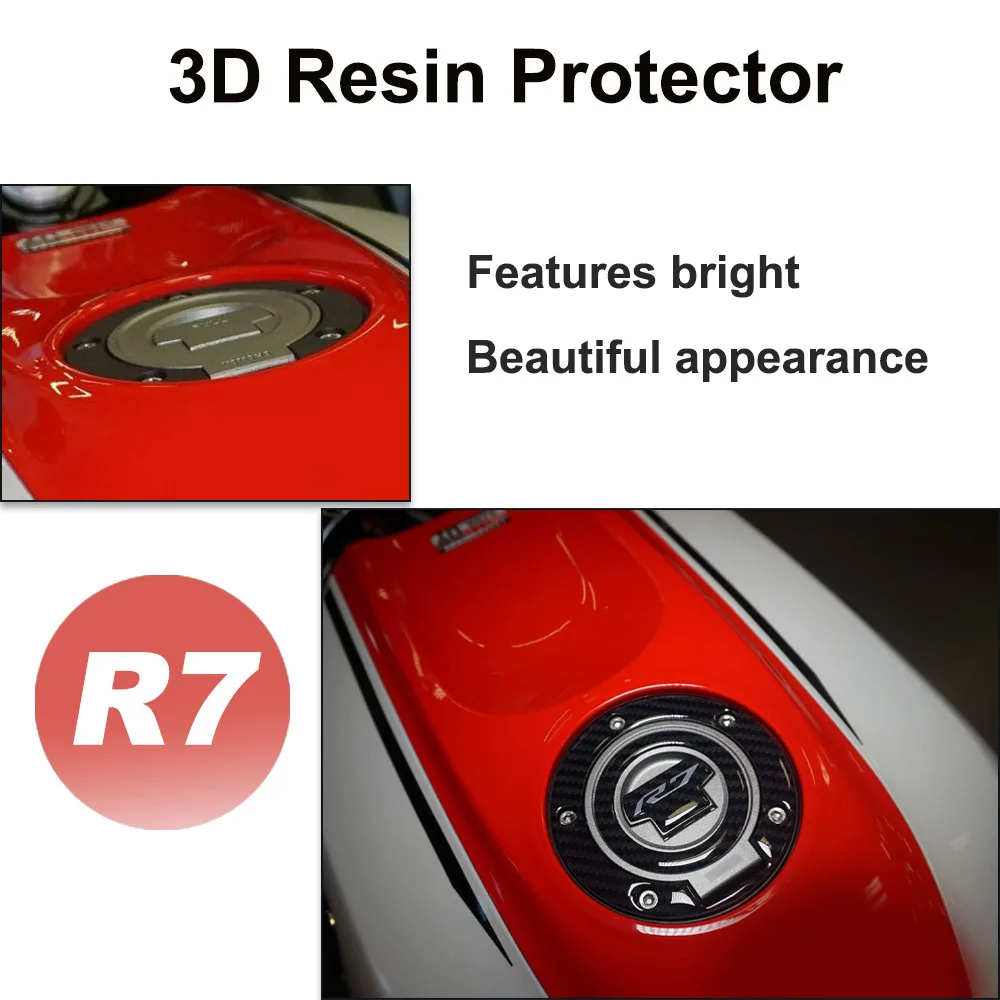 R7 For YAMAHA R7 2021-2024 Motorcycle Fuel Tank Cap Sticker 3D Resin Waterproof Anti-scratch Protector