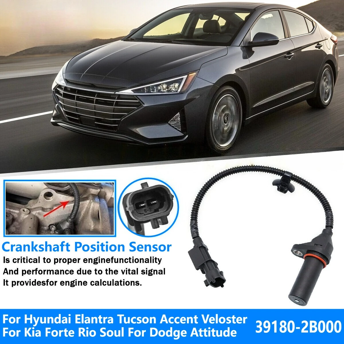 

Датчик положения коленчатого вала для Hyundai Elantra Accent Kia Soul 39180-2B000