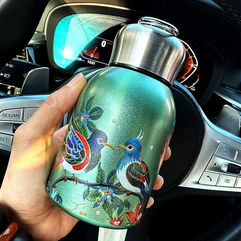 300ML Stainless Steel Vacuum Flask with Lifting Ring Double-layer Vacuum Water Bottle Thermos Cup for Student