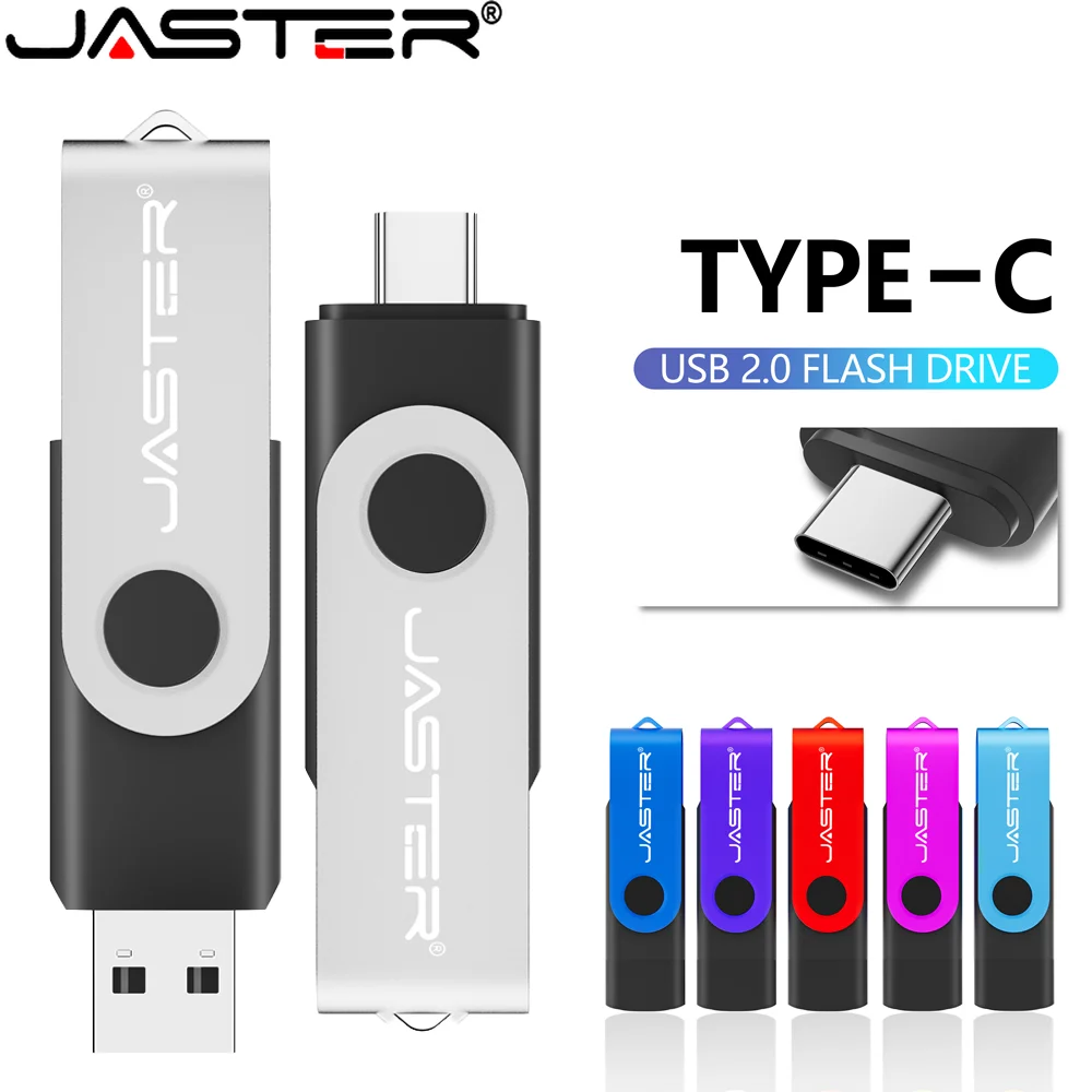 

JASTER TYPE-C 2 IN 1 USB Flash Drive 128GB 32GB USB-C Memory Stick 16GB 64G Red Black Pendrive 8G Metal Pen Drive 4G For Laptop