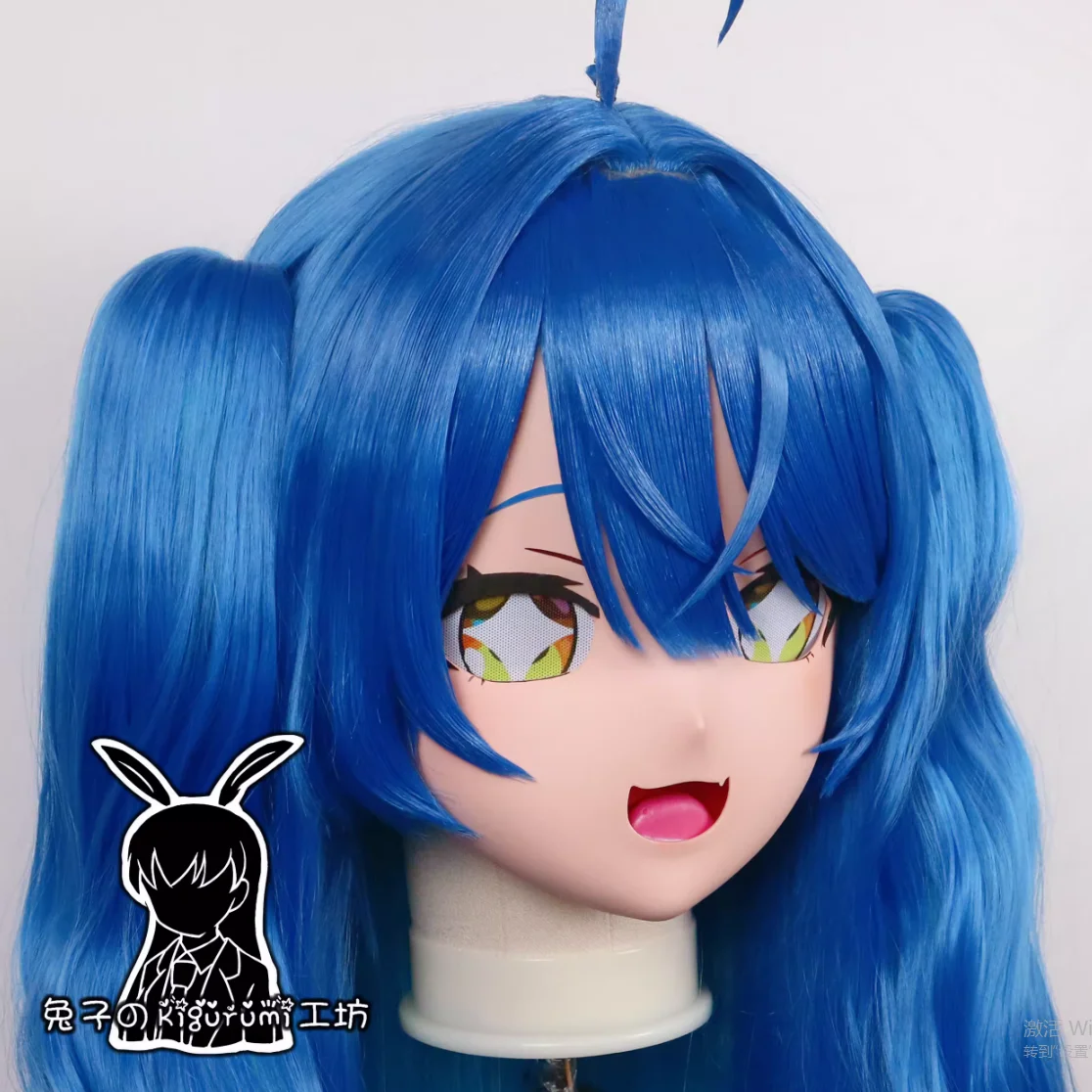 (RB242919) تخصيص قابل للقفل كامل الرأس الراتنج الكرتون تأثيري شخصية يابانية أنيمي دور اللعب قناع Kigurumi مع قذيفة الظهر