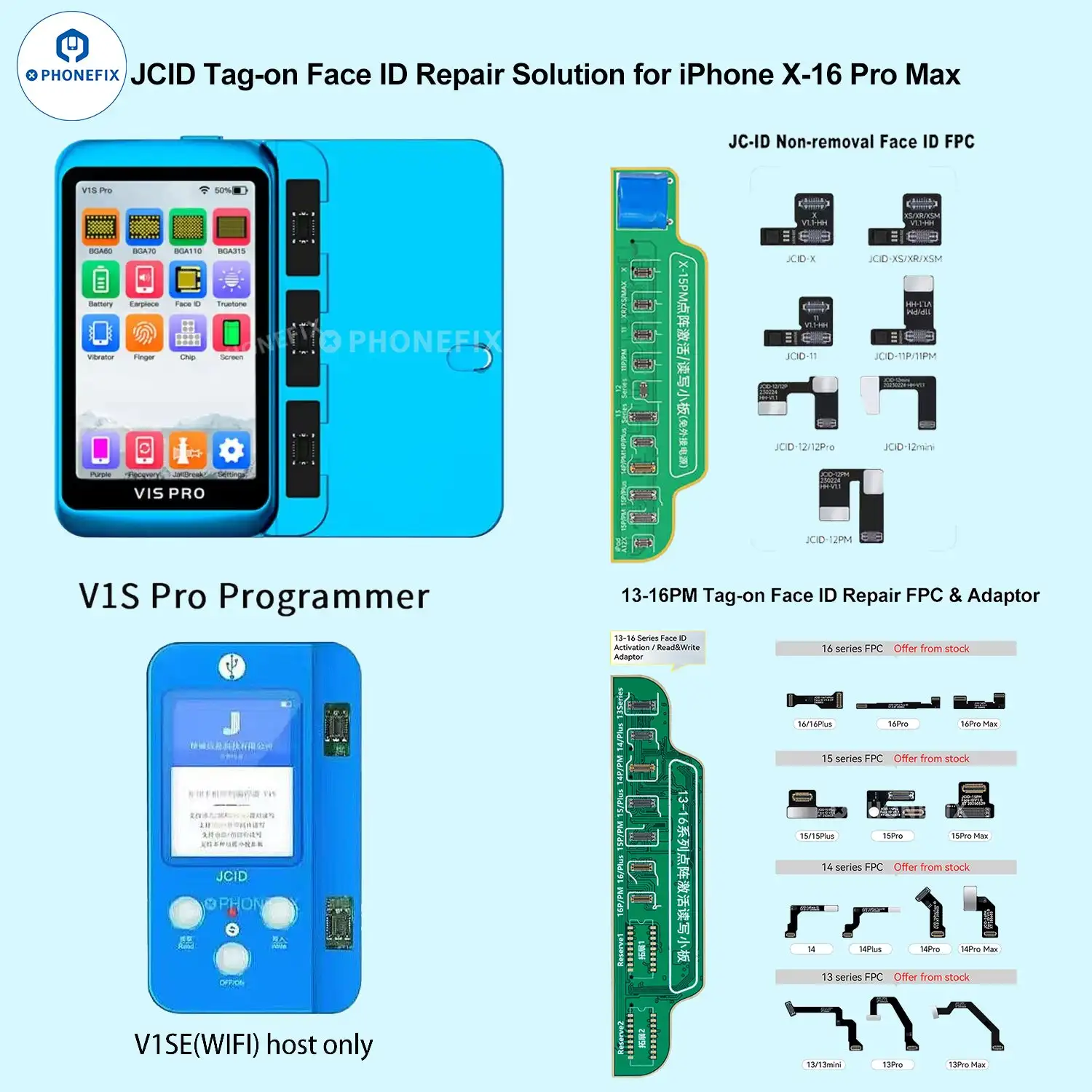 JC Face ID Flex Cable New Non-removal JCID Tag on Dot Matrix Flex for IPhone X-16PM Dot Projector Read Write Repair Solder-free